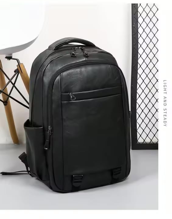 MYMODAGLAM PU Leather Backpack for Men & Women - Work & College Backpack with Laptop Compartment