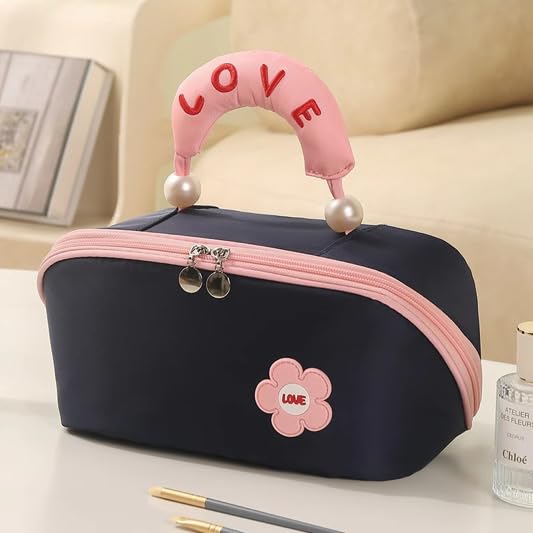 MYMODAGLAM Large Makeup Bag – Spacious Travel Cosmetic Pouch, Cute Trendy Organizer for Women & Girls, Wide Opening