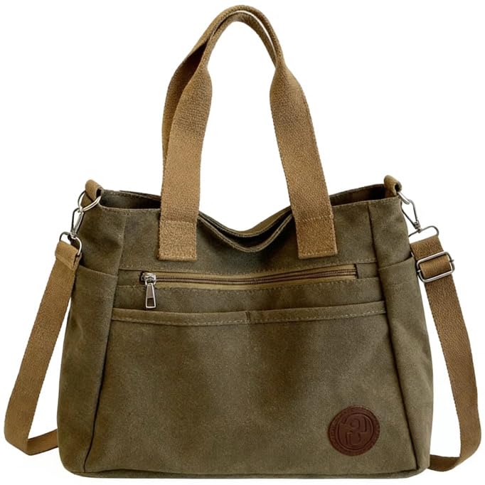 Women’s Canvas Tote Shoulder Bag with Crossbody Strap