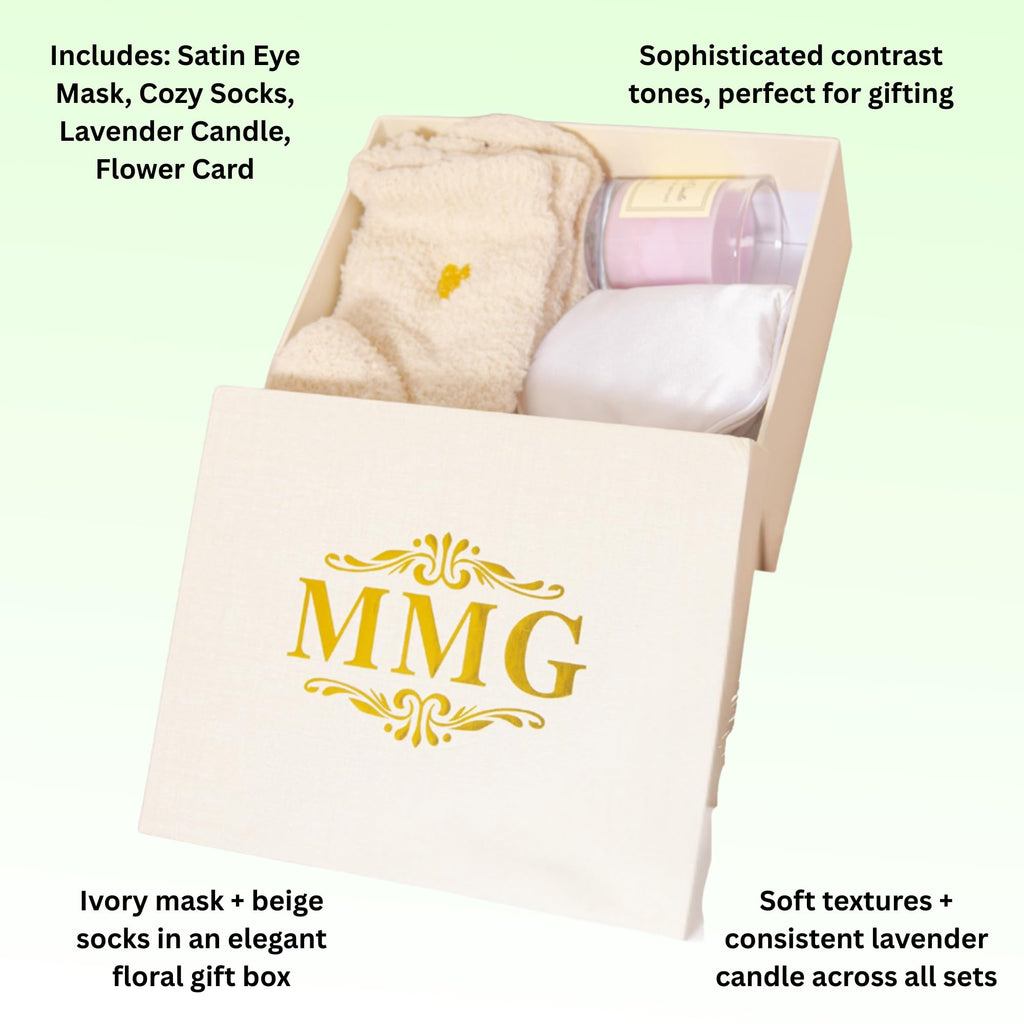 Spa Gift Set for Women – Self Care Gift Basket with Candle, Cozy Socks & Silk Eye Mask – Birthday/Mothers Day Gifts for Women, Stress Relief, Relaxation Gifts for Her, Mom, Wife