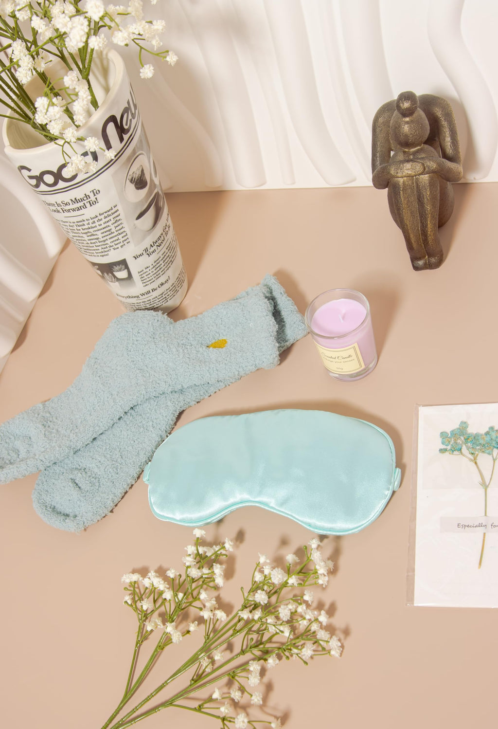Spa Gift Set for Women – Self Care Gift Basket with Candle, Cozy Socks & Silk Eye Mask – Birthday/Mothers Day Gifts for Women, Stress Relief, Relaxation Gifts for Her, Mom, Wife