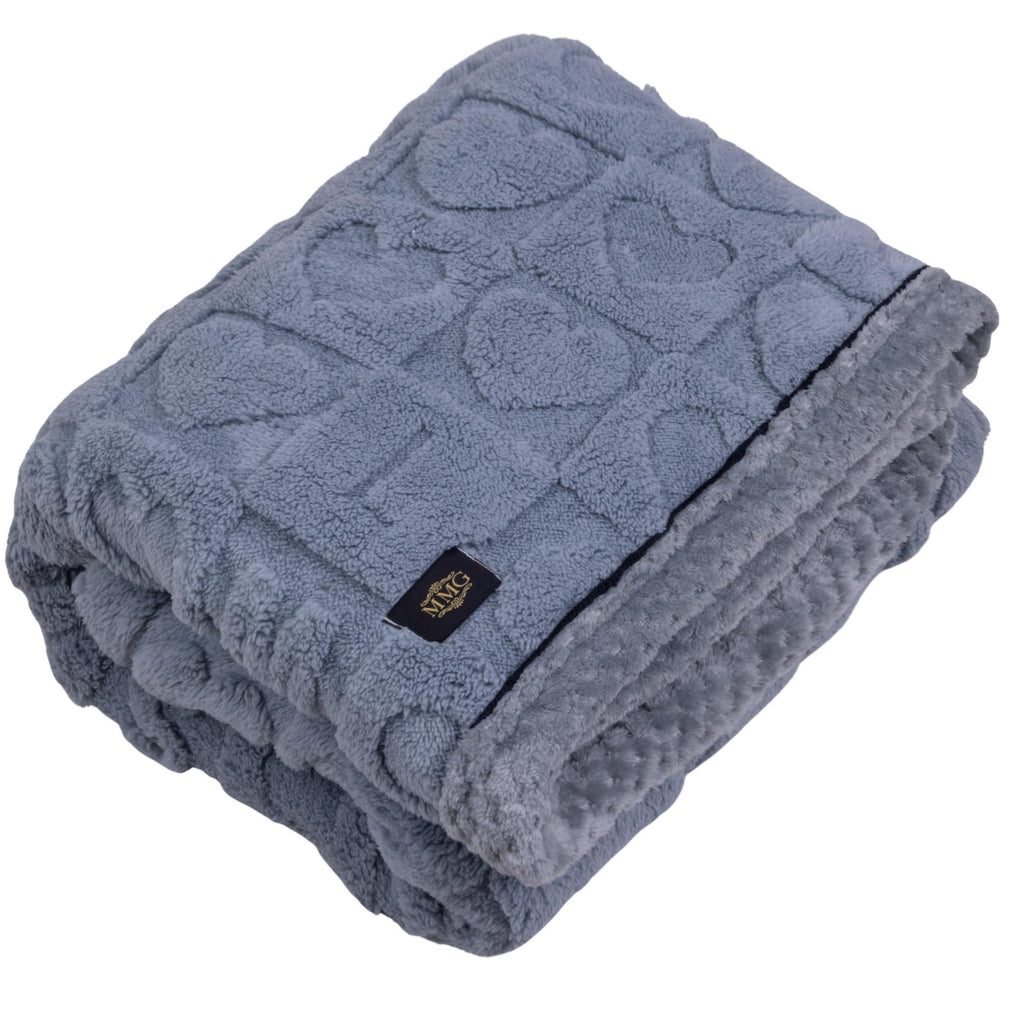 MYMODAGLAM Cream Beige Double-Sided Sherpa-Knit Blanket – Oversized 60x80, Plush Heart Pattern, Gift Bag Included