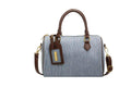 Denim Barrel Crossbody Handbag with Top Handle, Zip-Top Casual Purse for Women