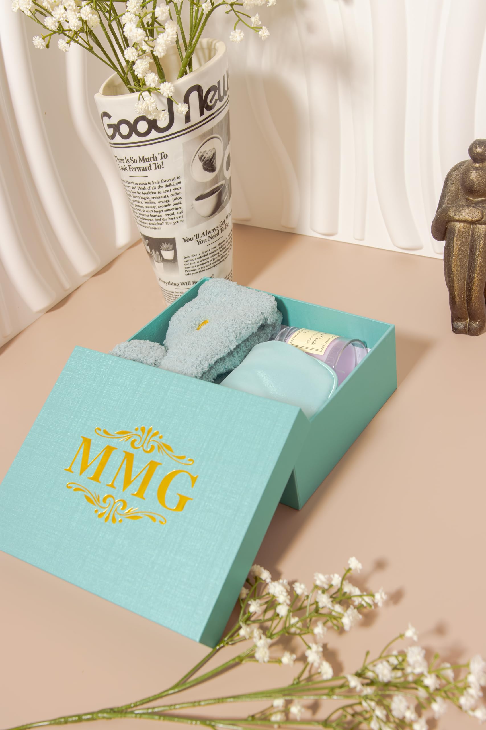 Spa Gift Set for Women – Self Care Gift Basket with Candle, Cozy Socks & Silk Eye Mask – Birthday/Mothers Day Gifts for Women, Stress Relief, Relaxation Gifts for Her, Mom, Wife