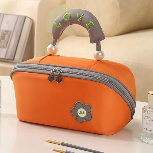 MYMODAGLAM Large Makeup Bag – Spacious Travel Cosmetic Pouch, Cute Trendy Organizer for Women & Girls, Wide Opening