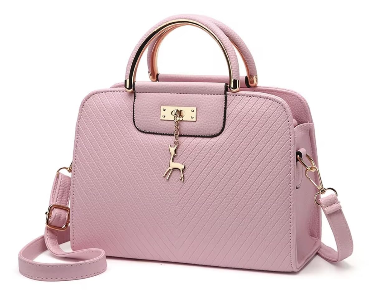 MYMODAGLAM Women’s Top Handle Satchel Handbag – Small Structured Croc Texture Purse for Work, Party, Wedding